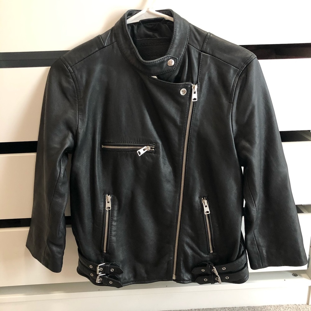 Allsaints 3/4 sleeve leather jacket